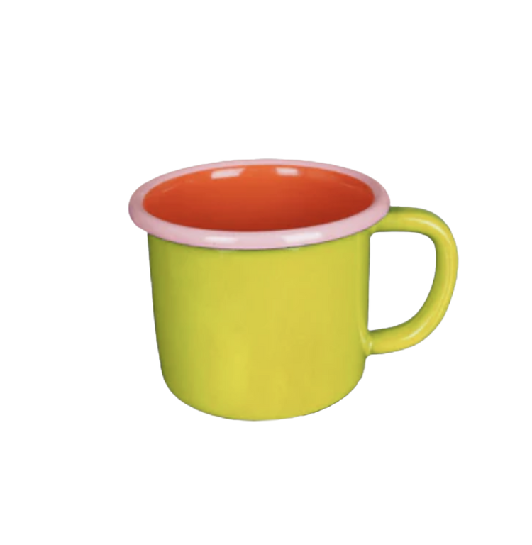 Colorama Large Enamel Mug Chartreuse and Coral