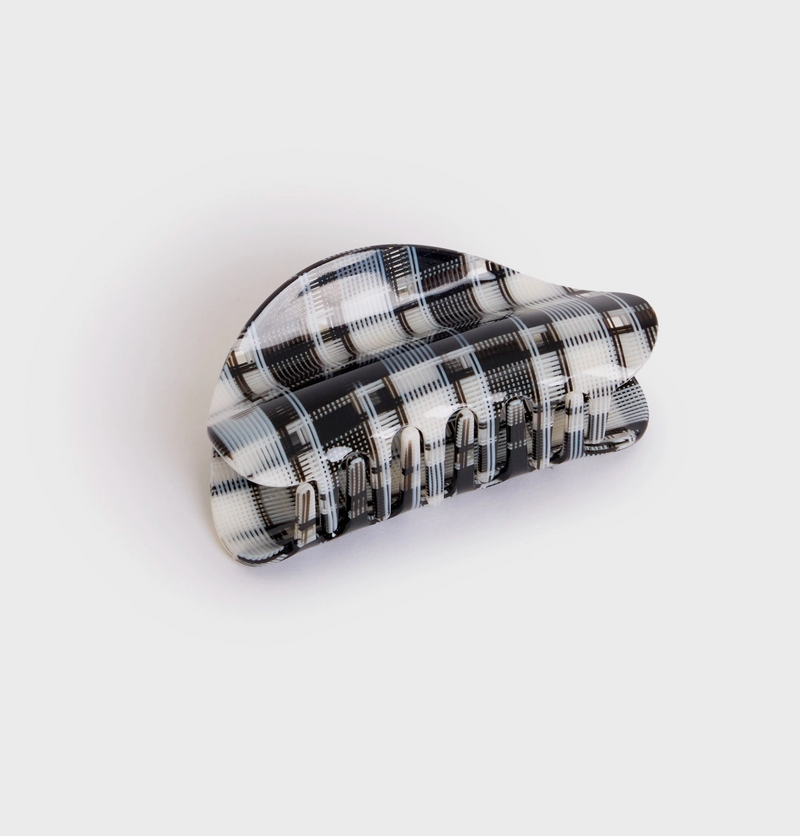 Suki Claw in Black + White Plaid