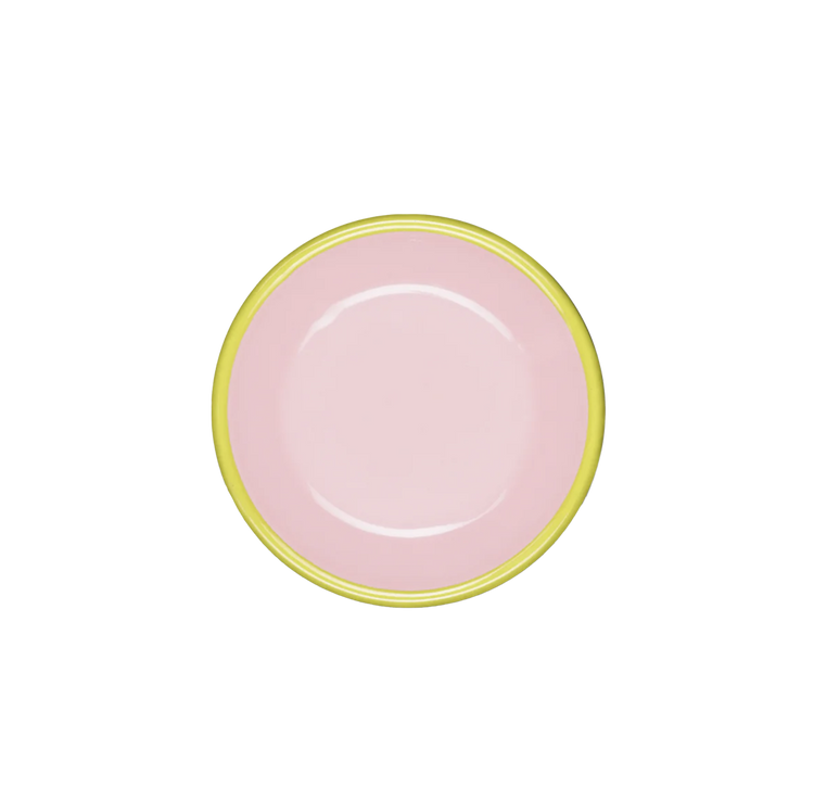 Colorama Enamel Cookie Plate Pink and Chartreuse