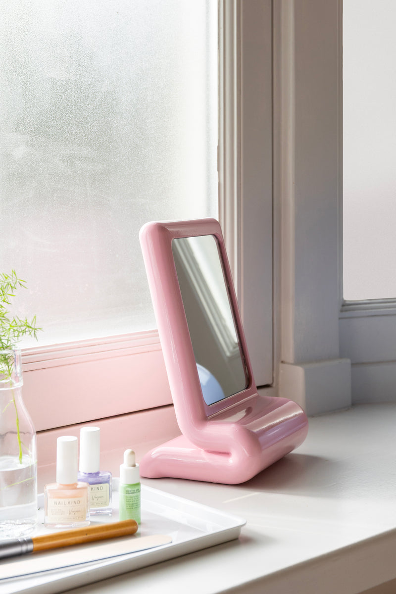 Whip Vanity Mirror in Pink