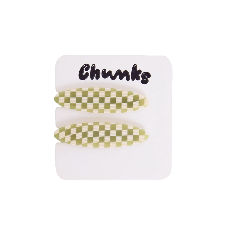 Allie Oval Clips in Olive Check