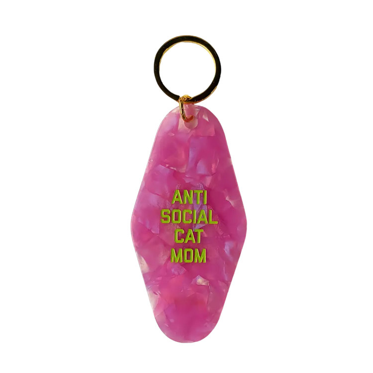 Anti Social Cat Mom Keyring