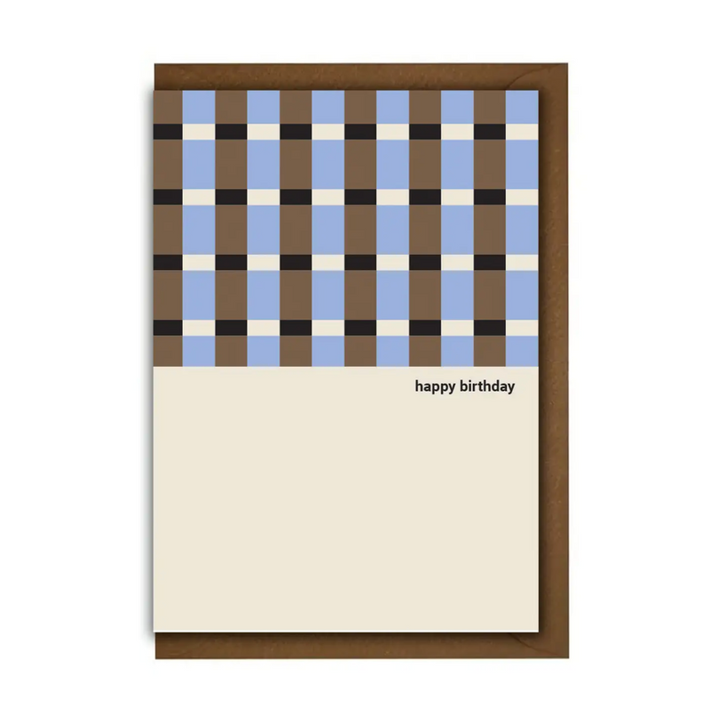 Blue Black Brown Block Birthday Card