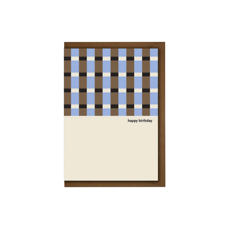 Blue Black Brown Block Birthday Card