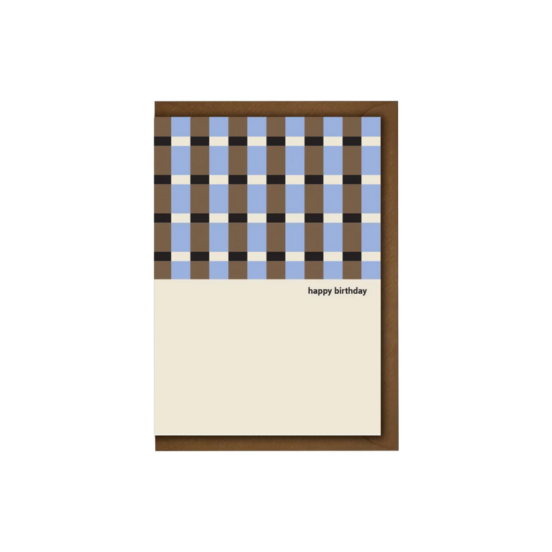 Blue Black Brown Block Birthday Card