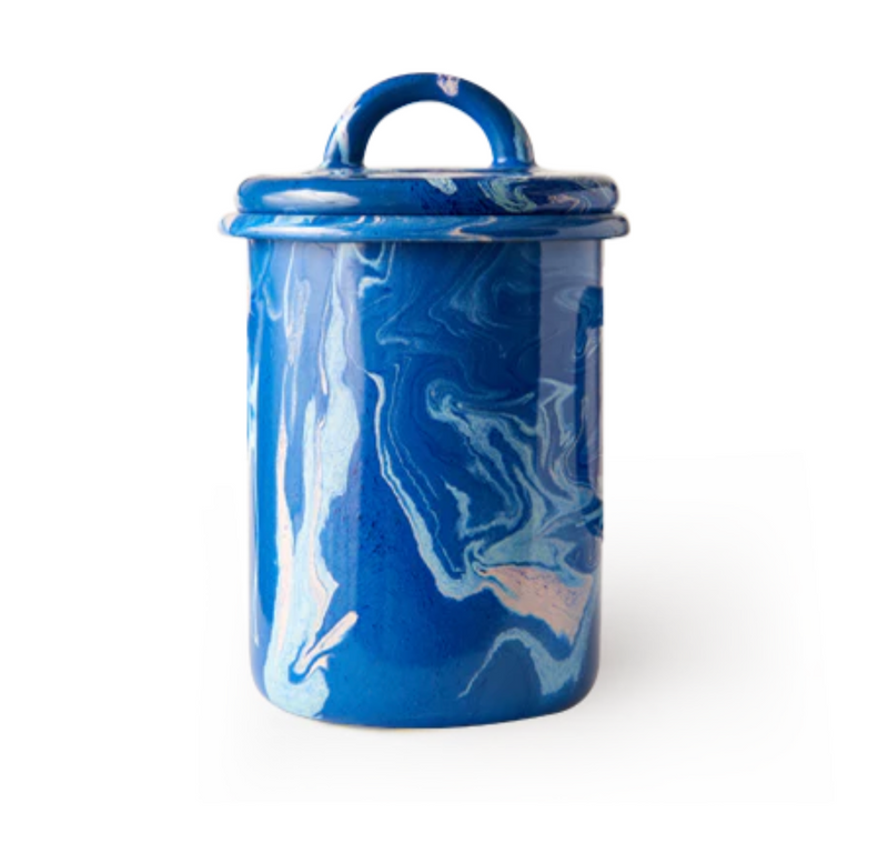 Cobalt Marble Enamel Canister