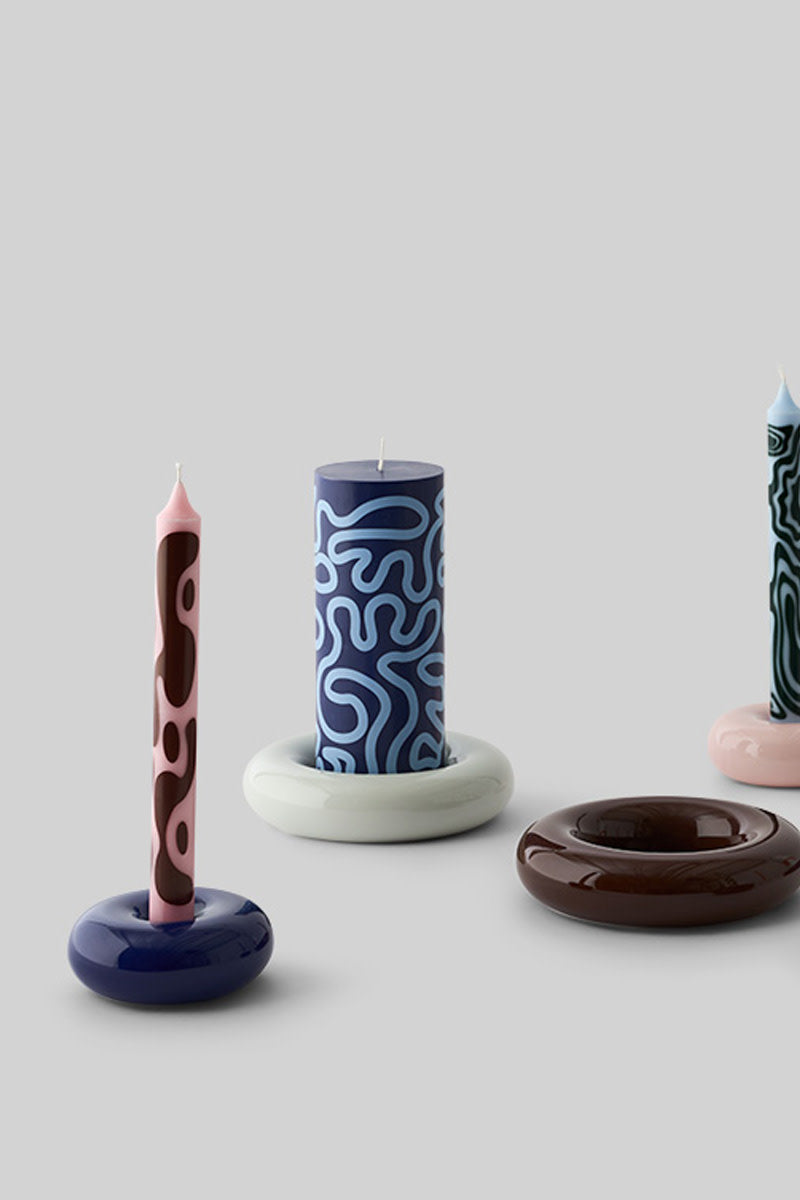 Patterned Candles Set - Rose / Yellow