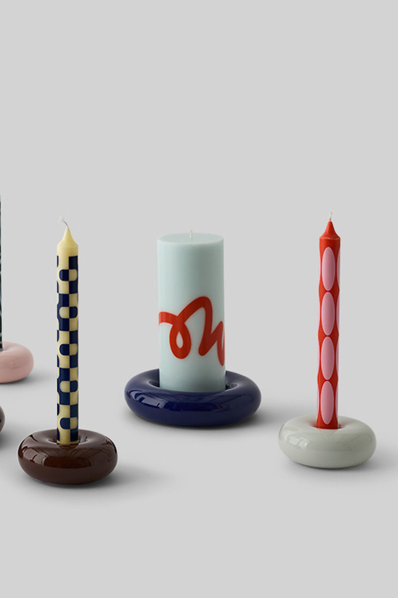 Patterned Candles Set - Rose / Yellow