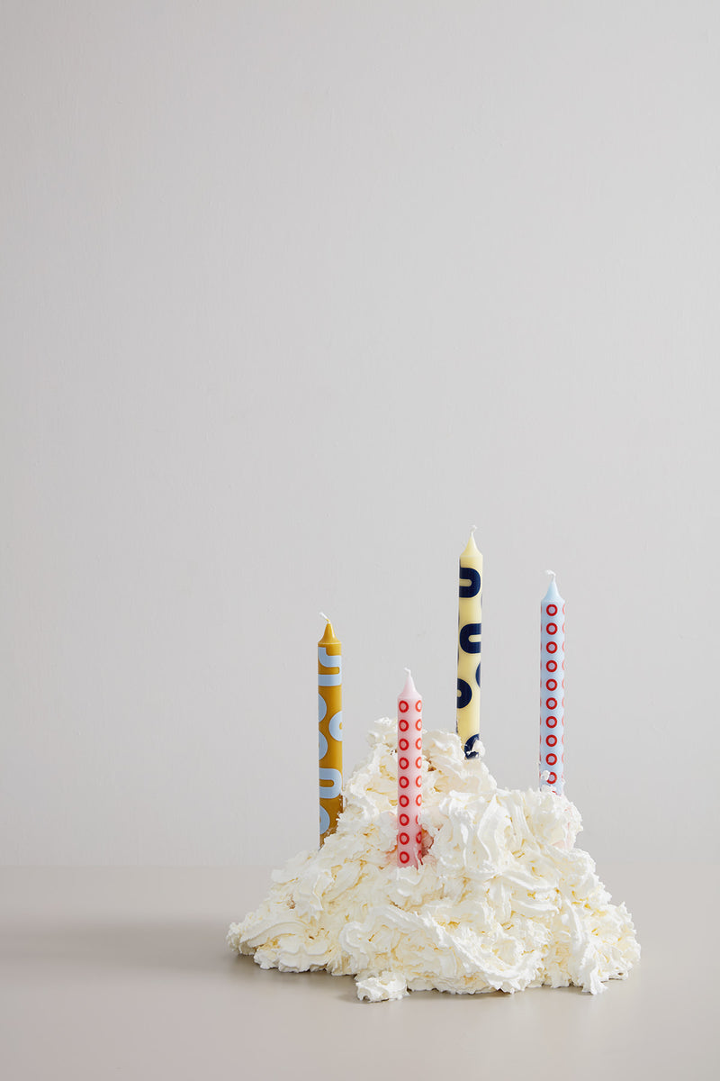 Patterned Candles Set - Yellow / Blue