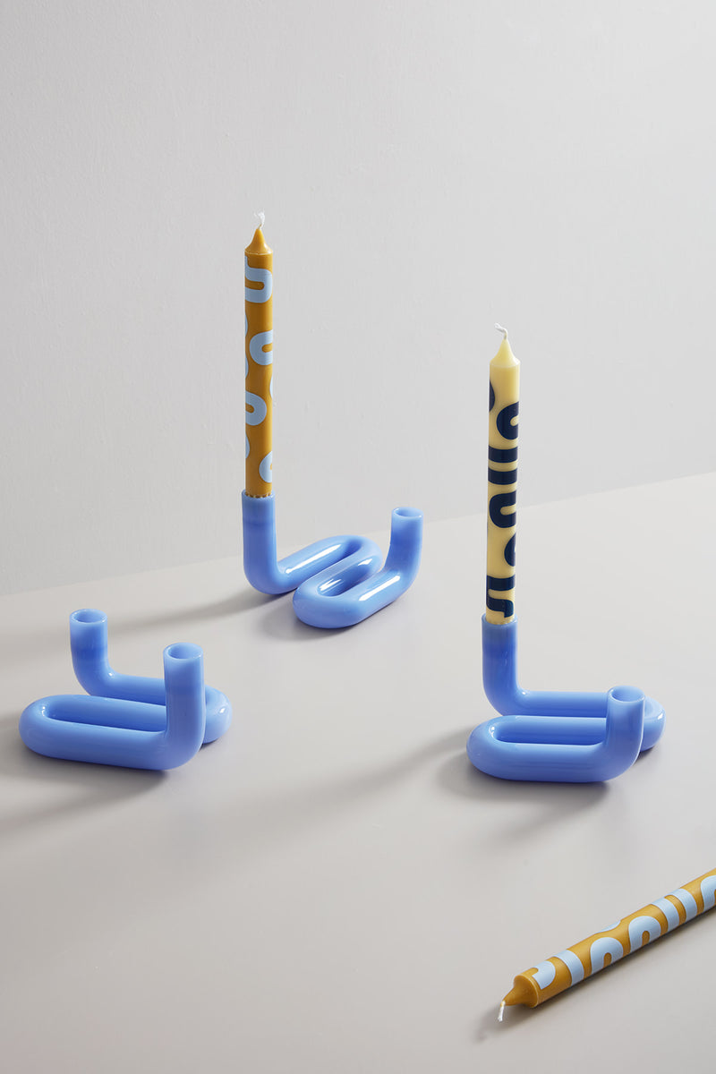 Patterned Candles Set - Yellow / Blue