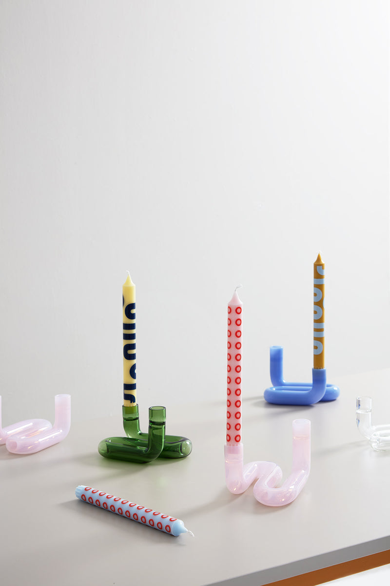 Patterned Candles Set - Yellow / Blue