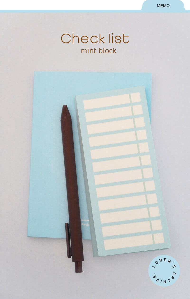 Check List Memo Pad in Mint Block
