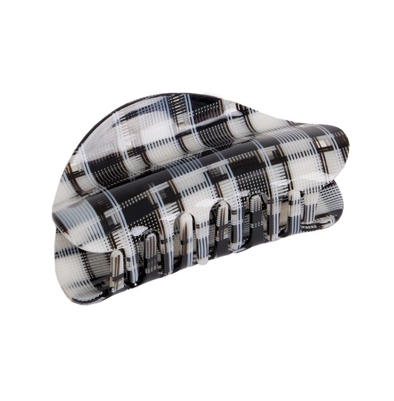 Suki Claw in Black + White Plaid