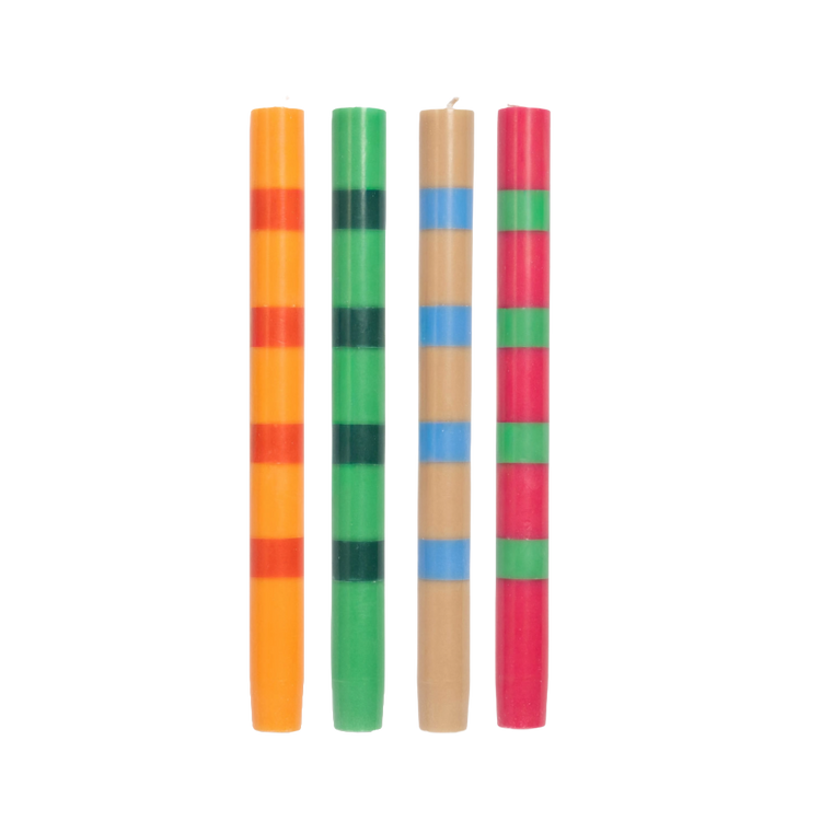 Horizontal Stripe Dinner Candle Set