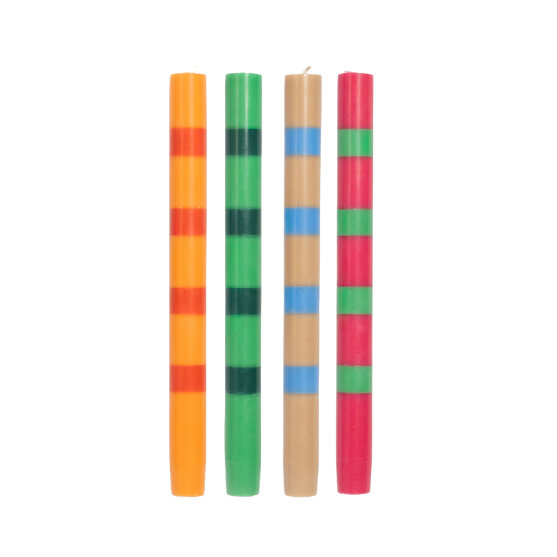 Horizontal Stripe Dinner Candle Set