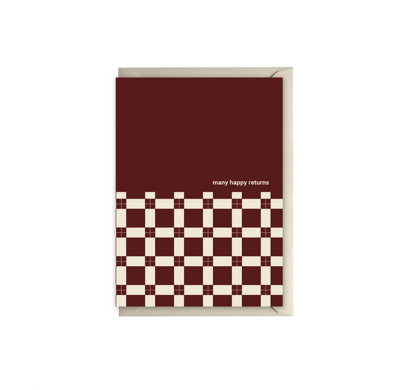Claret Tiled Happy Birthday Card