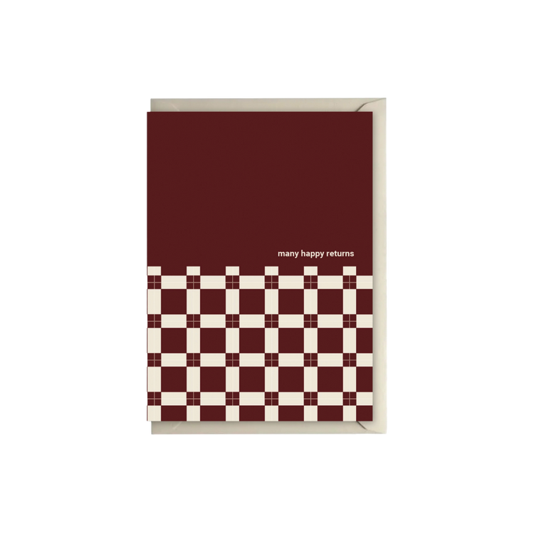 Claret Tiled Happy Birthday Card