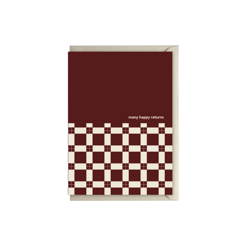 Claret Tiled Happy Birthday Card
