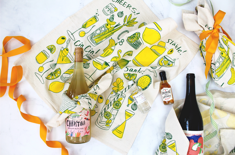 Cocktail Party Tea Towel in Limoncello