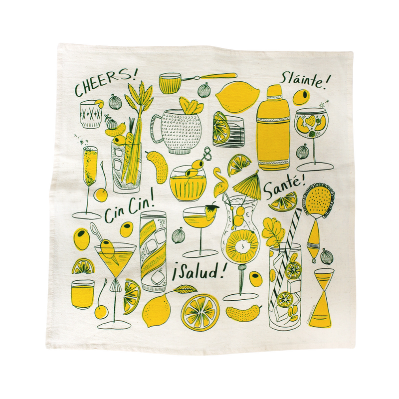 Cocktail Party Tea Towel in Limoncello