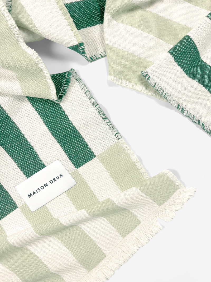 Tiles Cotton Blanket in Green Forest