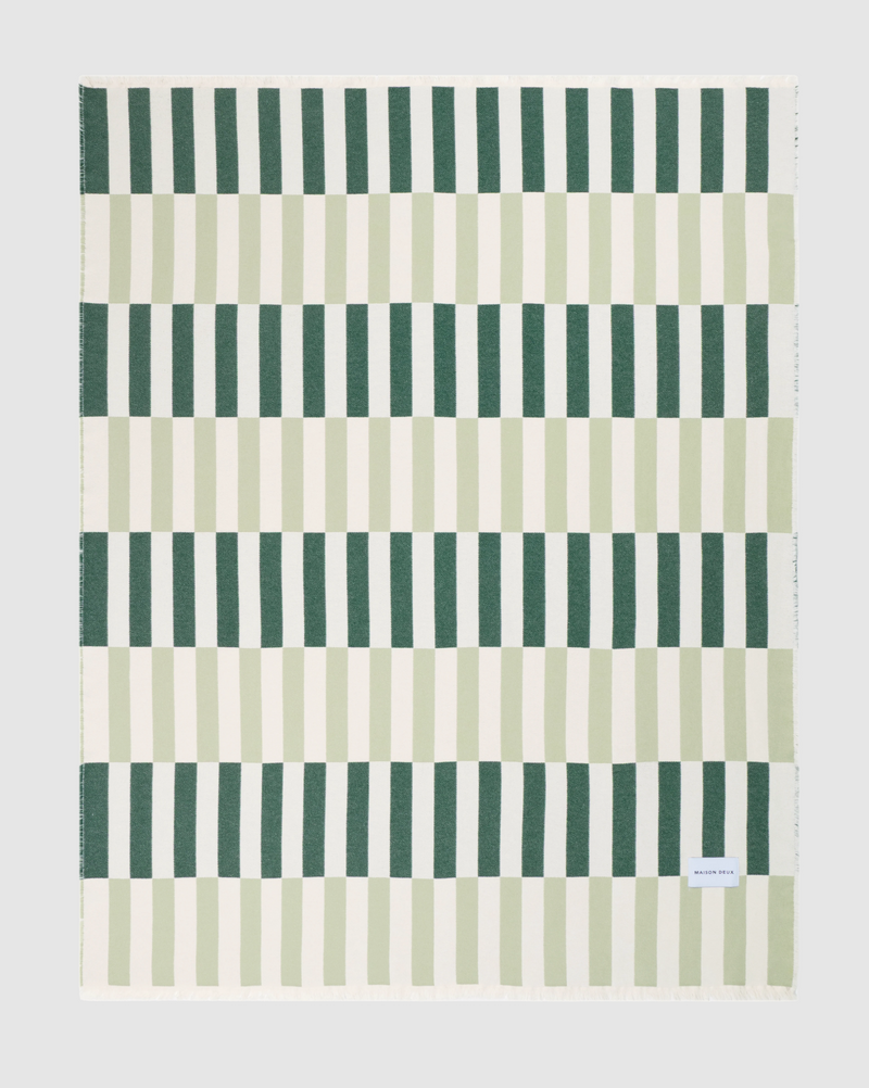 Tiles Cotton Blanket in Green Forest