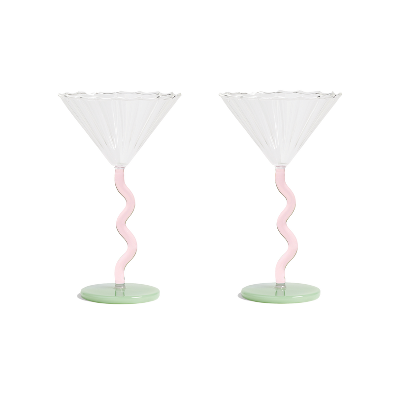 Coupe glass curve pink set of 2