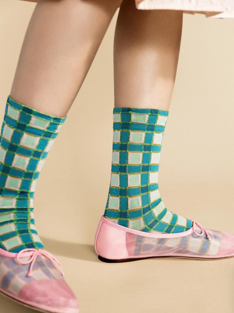 Esther Plaid Crew Socks
