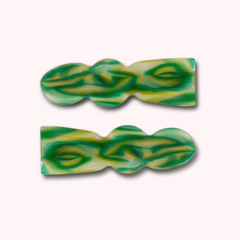Billie Alligator Clip Set in Malachite PRE-ORDER