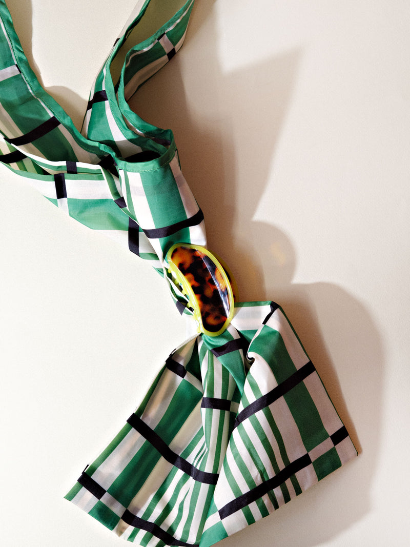 Romy Shopper Bag in Green Check