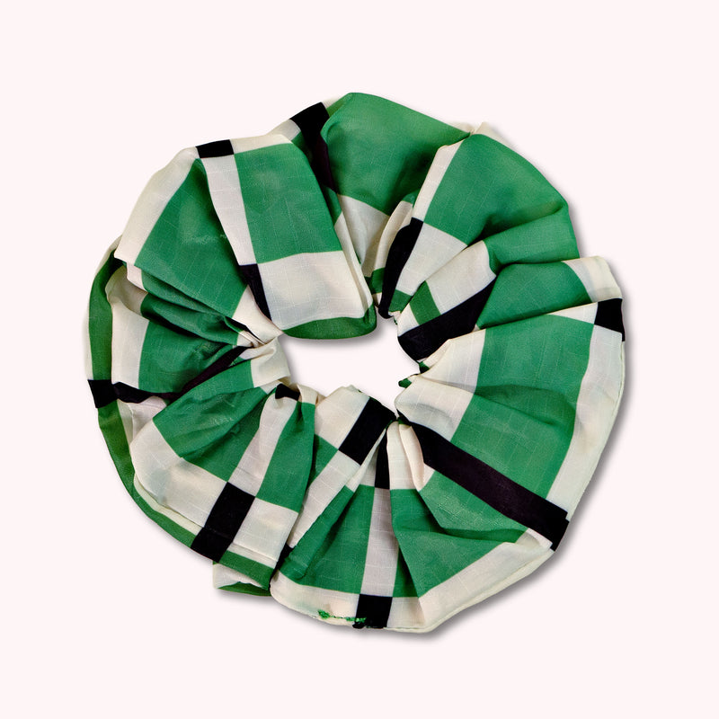 Carrie Scrunchie in Green Check