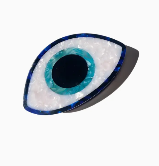 Hand-Painted Evil Eye Claw Hair Clip