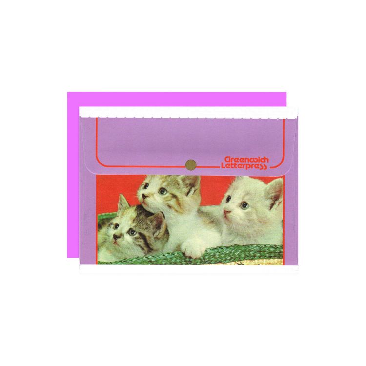 Purple Kittens Retro Folder Card