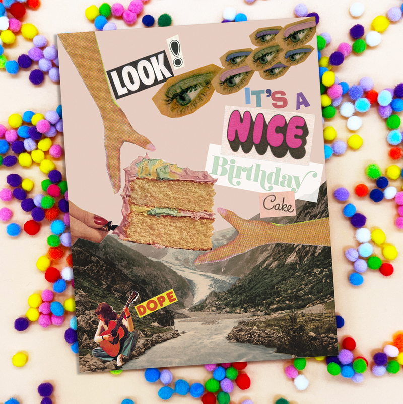 Nice Birthday Cake Collage Card