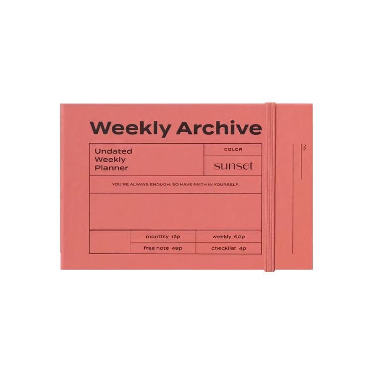 Undated Weekly Archive Planner in Sunset Red