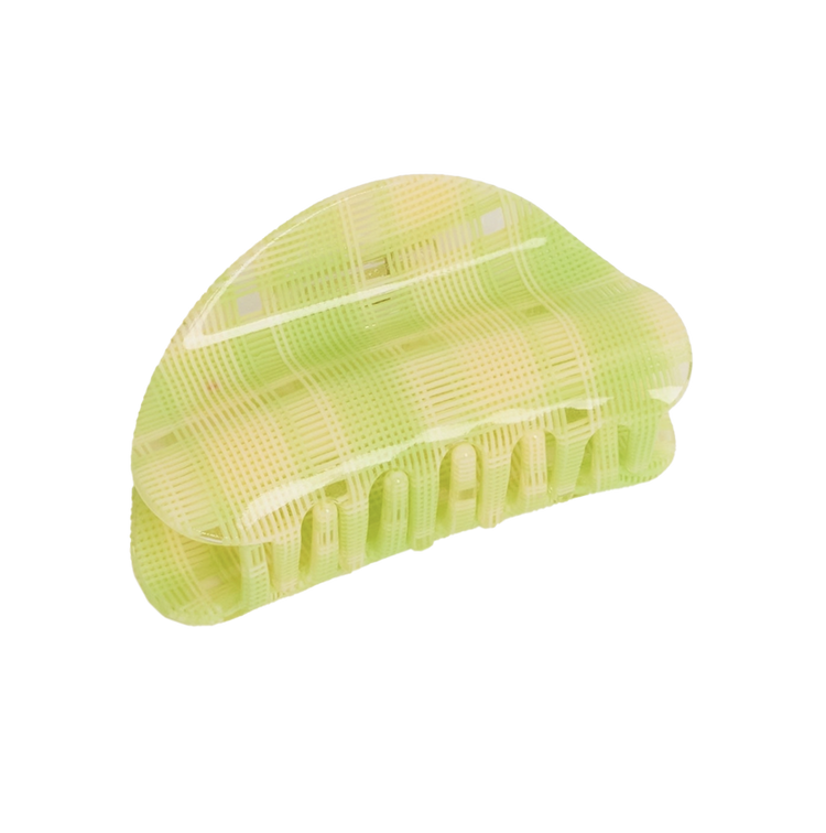 Juno Claw in Lime + Cream Plaid