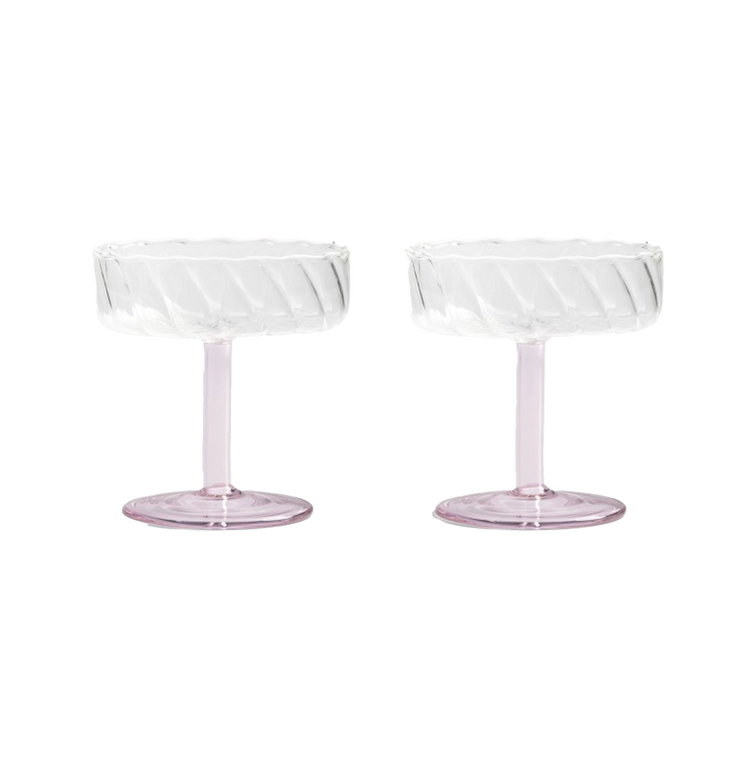 Coupe Glass Twirl pink set of 2