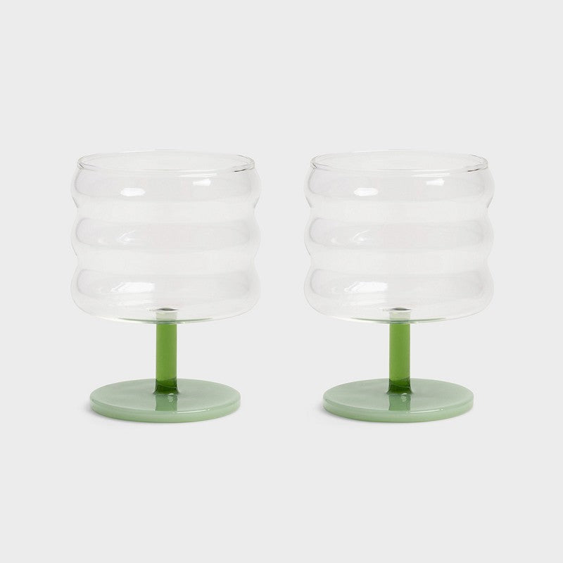 Glass mingle green set of 2