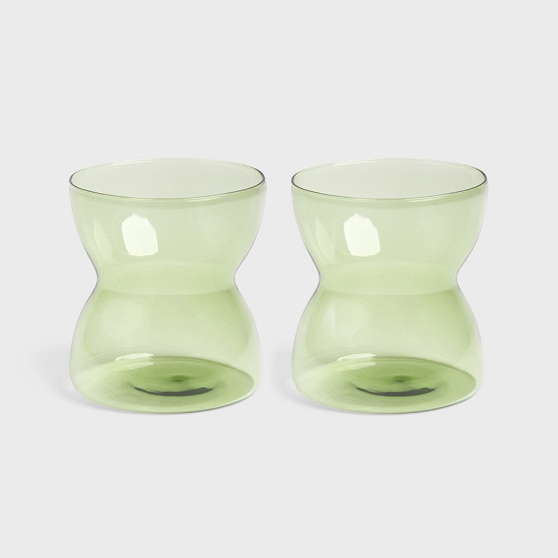 Glass totem green set of 2