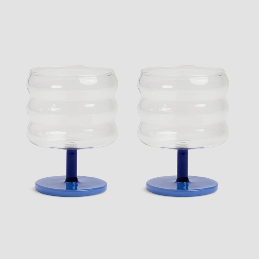 Glass mingle blue set of 2