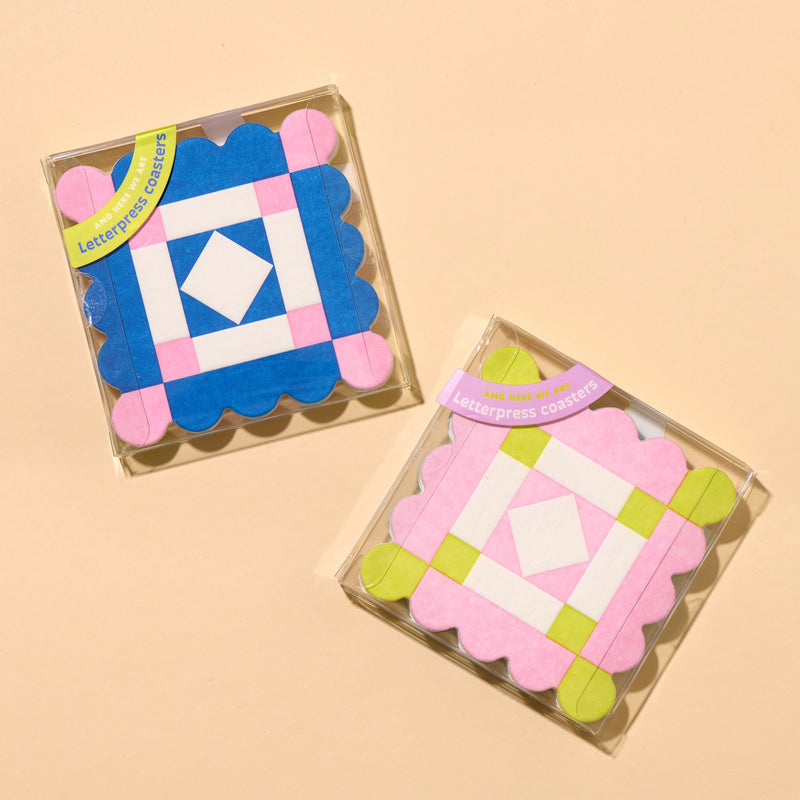 Quilt Geometric Coastal Scalloped Coasters