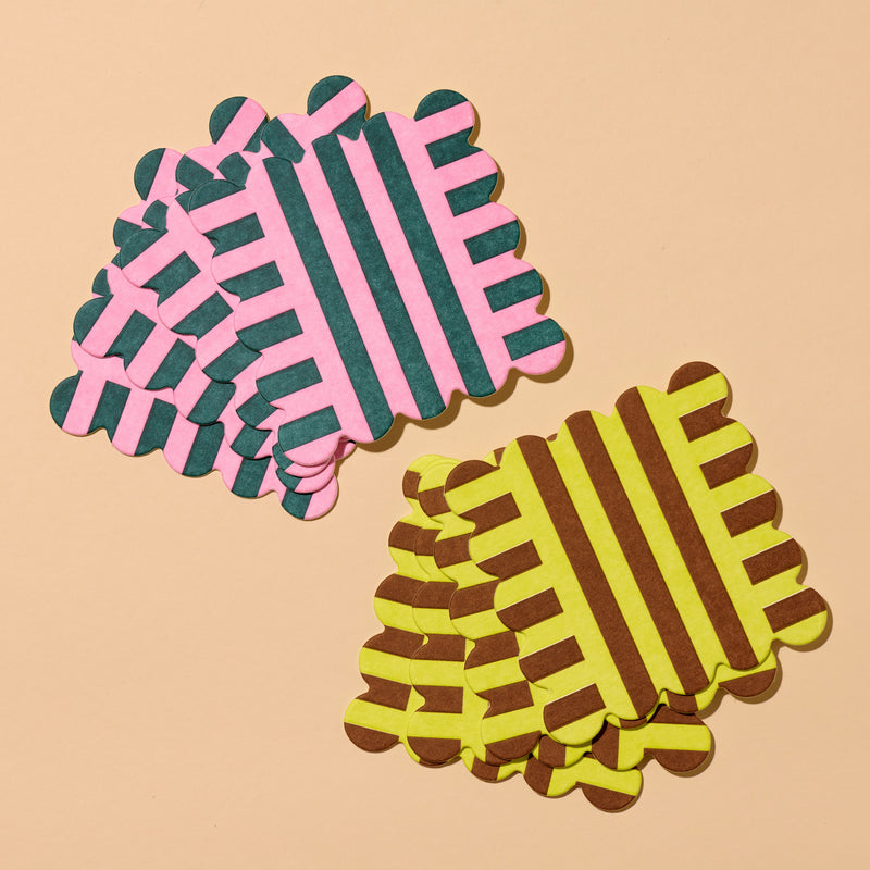 Riviera Scalloped Edge Striped Coasters