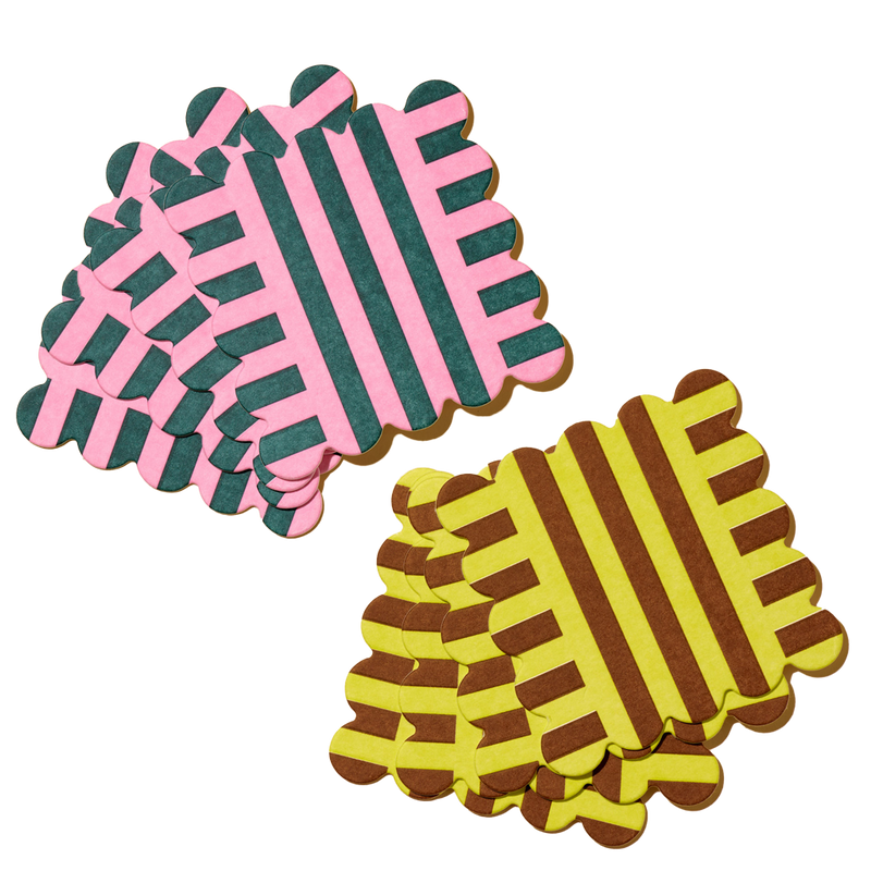 Riviera Scalloped Edge Striped Coasters