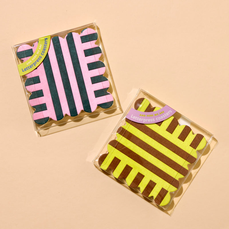 Riviera Scalloped Edge Striped Coasters