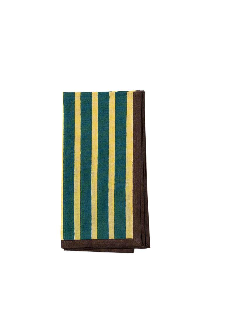 Block Stripe Napkins - Lemon / Forest Green