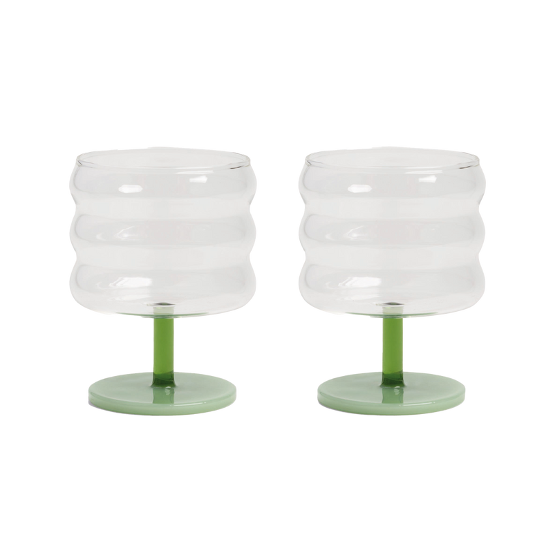 Glass mingle green set of 2