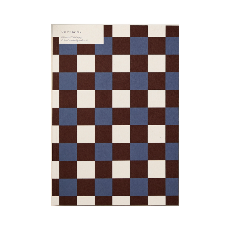 A5 Burgundy/Blue Tile Ruled + Plain Notebook