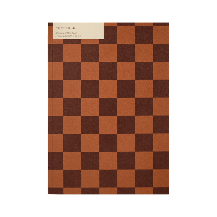 A5 Brown Checkerboard Ruled + Plain Notebook