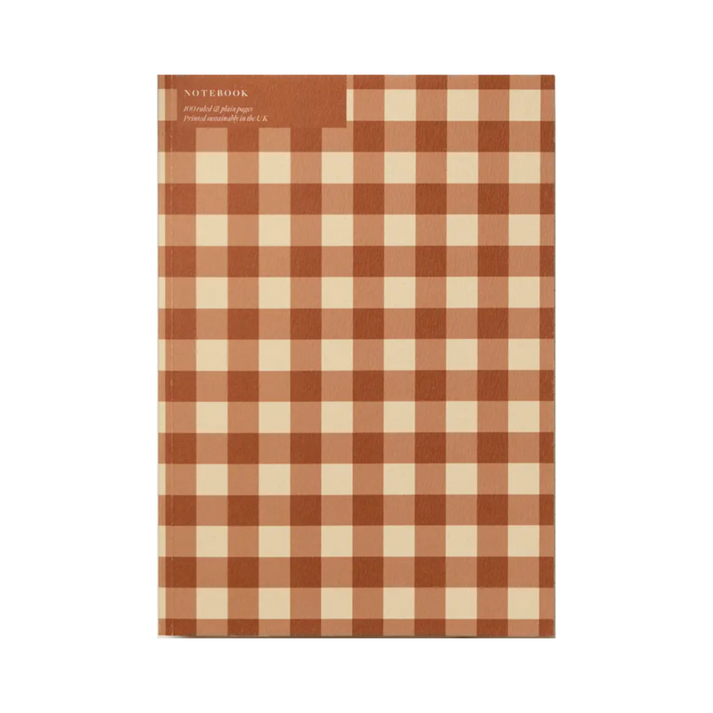 A5 Cinnamon Gingham Ruled + Plain Notebook