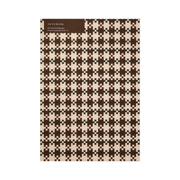 A5 Brown Umber Flower Blanket Tile Ruled + Plain Notebook